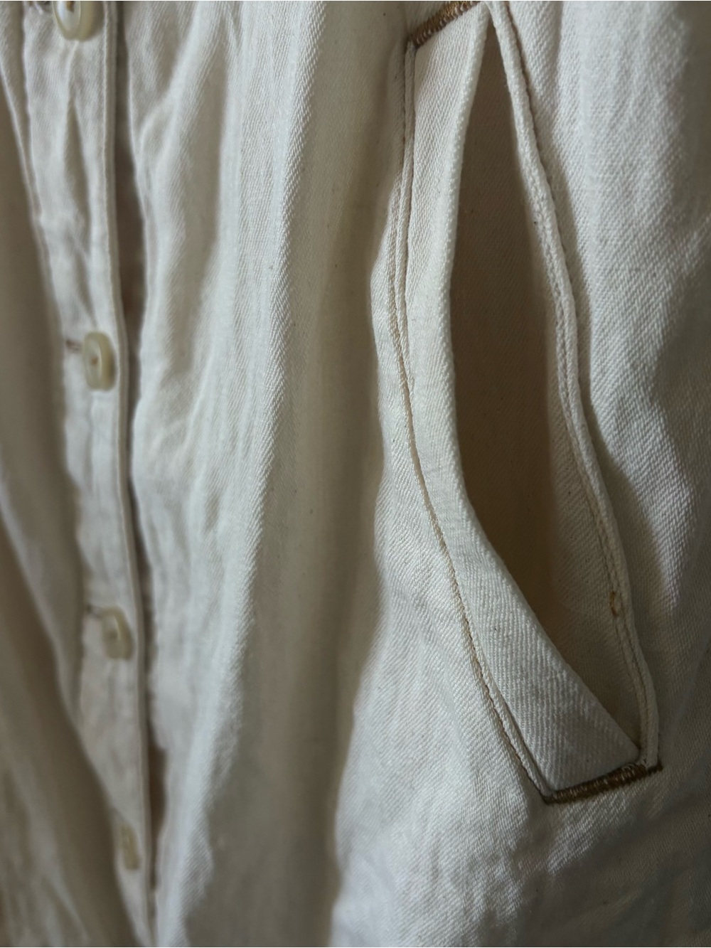 Faherty Cream Button-Front Mini Dress - Picture 4 of 5